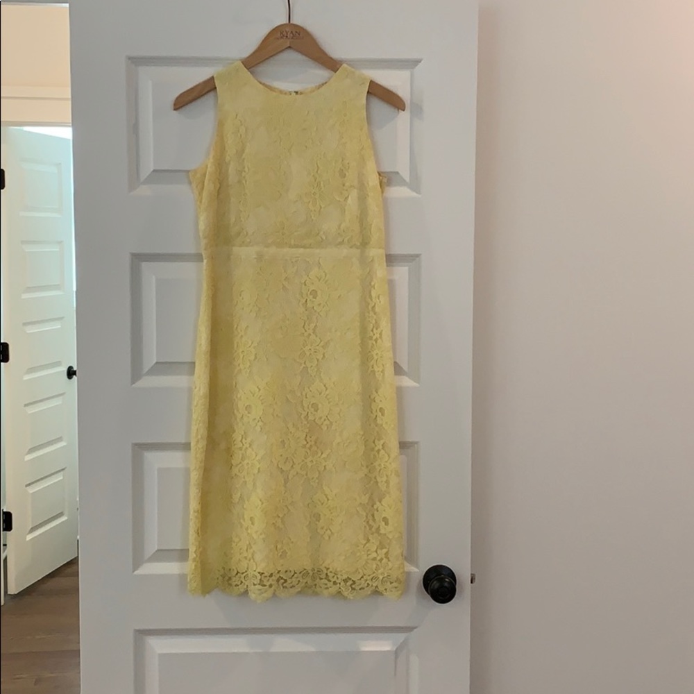 Banana Republic yellow lace sheath dress